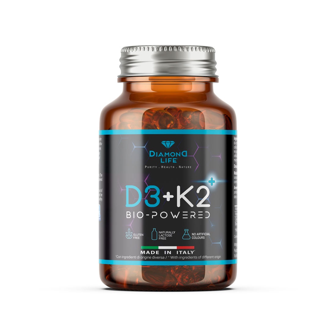 Vitamine D3+K2 BioPowered - Nutraceutico Naturale Bio Potenziato Rafforzante Osseo - 60 Capsule Vegetali