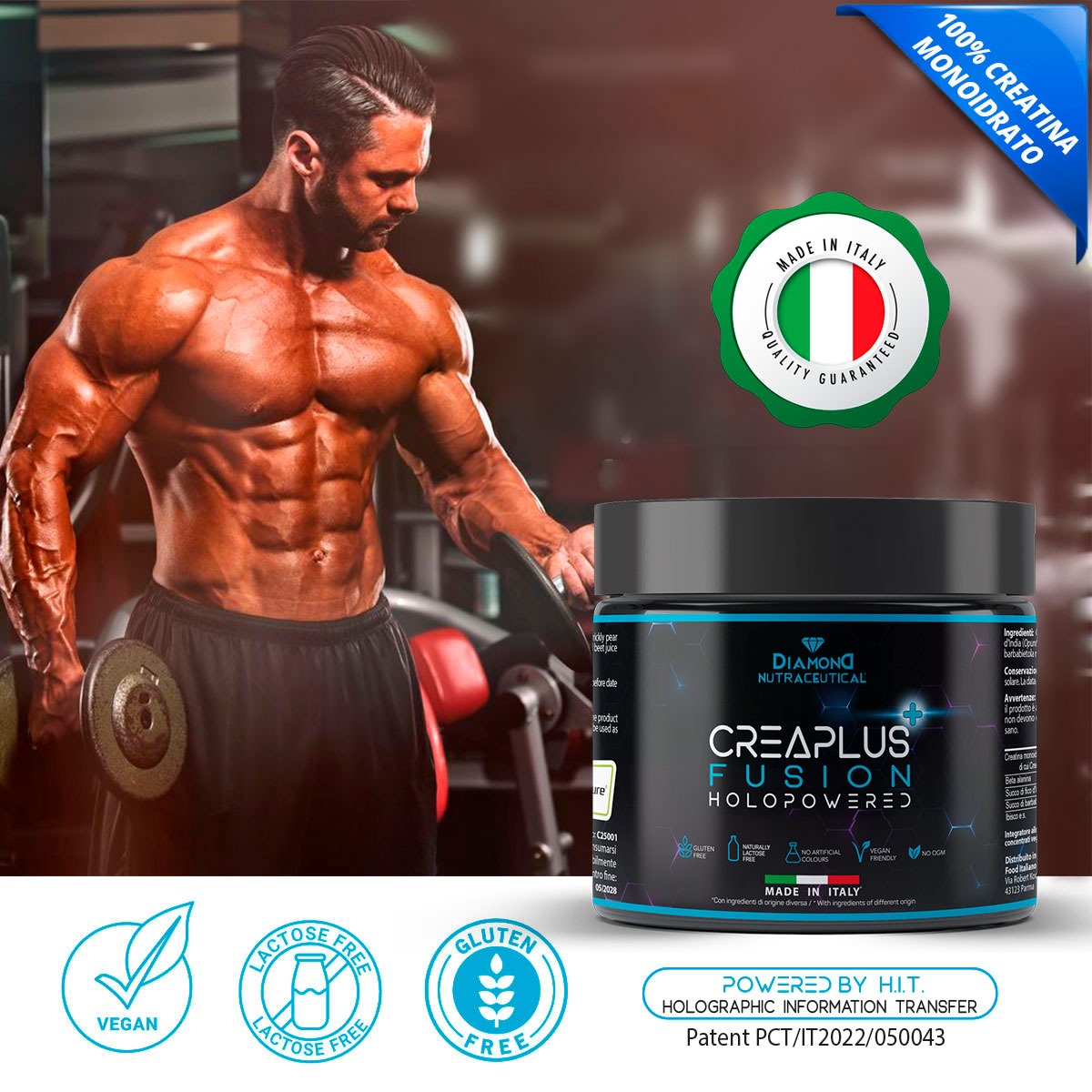 CreaPlus Fusion HoloPowered | Creatina Monoidrato Micronizzata | Qualità Creapure per Allenamento, Sport, Fitness, Workout - 250g - immagine 4