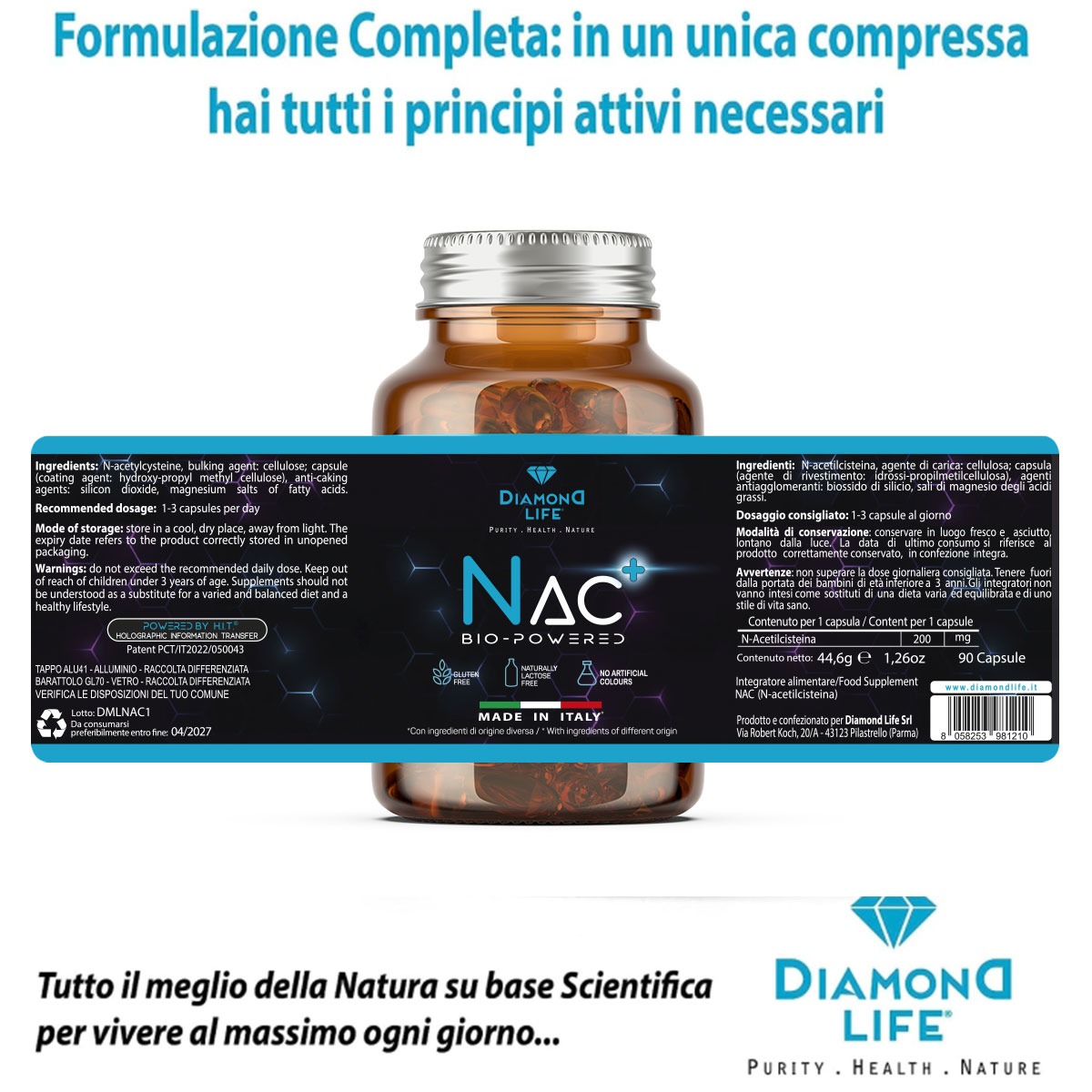NAC BIO-POWERED - Nutraceutico POTENZIATO negli Effetti Antiossidanti e Detox | N-Acetil-Cisteina - Precursore del Glutatione - Alta Biodisponibilità - 90 Capsule - immagine 7