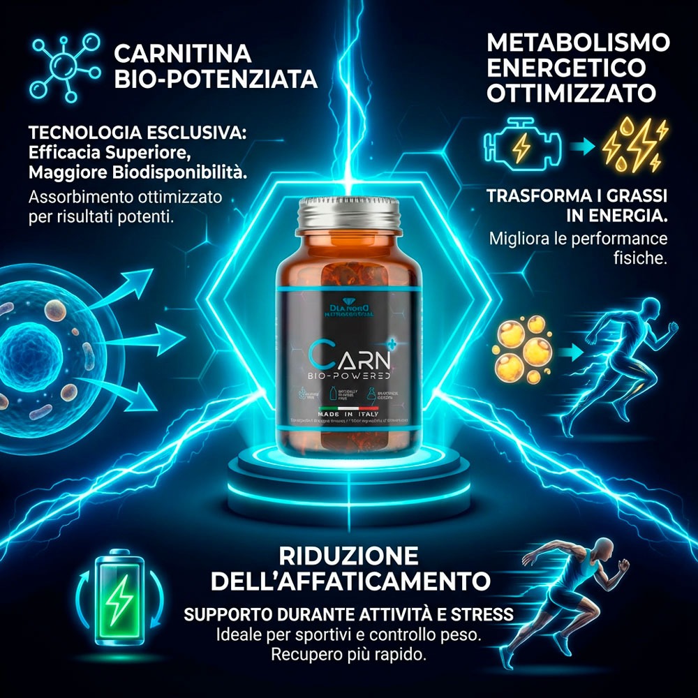 CARN+ Bio-Powered – Carnitina Potenziata per un Metabolismo Energetico Efficiente - 30 Capsule - immagine 3