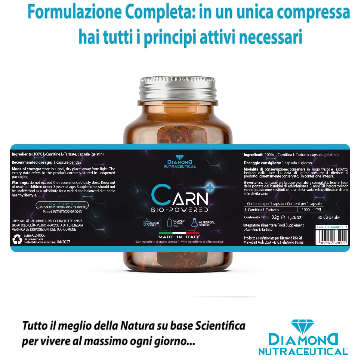 CARN+ Bio-Powered – Carnitina Potenziata per un Metabolismo Energetico Efficiente - 30 Capsule - immagine 7